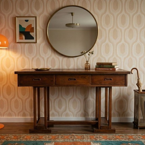 Art Deco entrance furniture used, solid walnut wood, 1950s