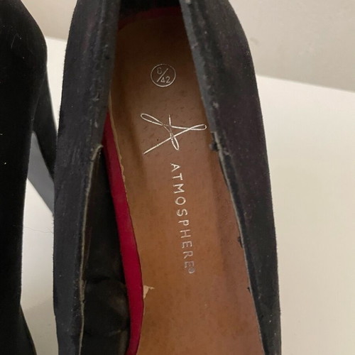 Atmosphere black faux suede court shoes like new, size 41