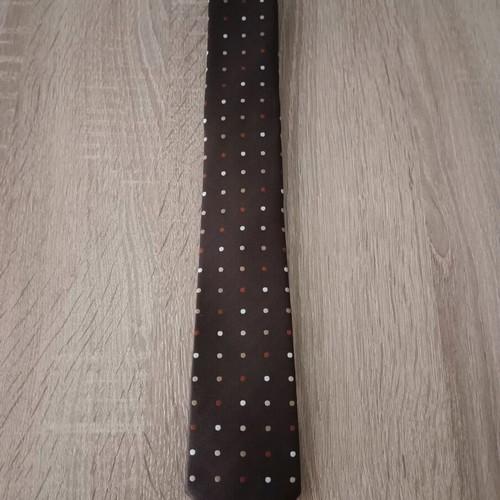 Men's tie brown with dots 100% silk like new