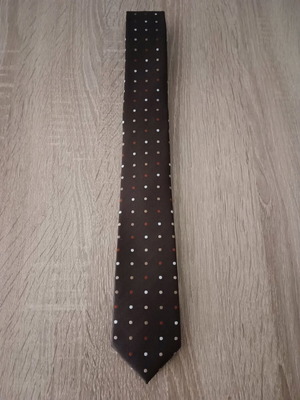 Men's tie brown with dots 100% silk like new