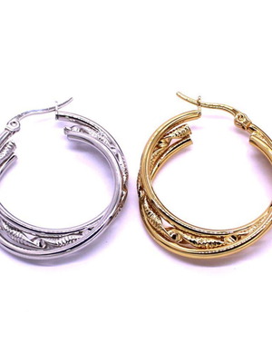 Hoop earrings triple row sagré stainless steel new