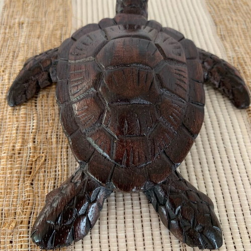 Wooden carved turtle decorative handmade, new, 11 cm