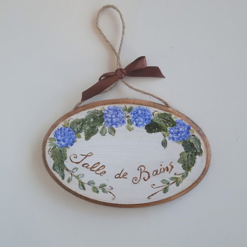 Handmade wooden decorative oval bathroom sign new