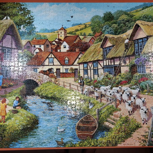 Falcon 1500-piece puzzle 'Country Village: A Quiet Afternoon' by Steve Crisp