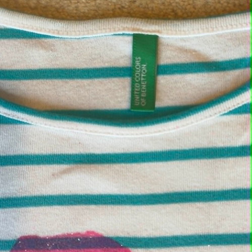 Set with striped United Color of Benetton blouse and ZARA capri leggings like new, turquoise