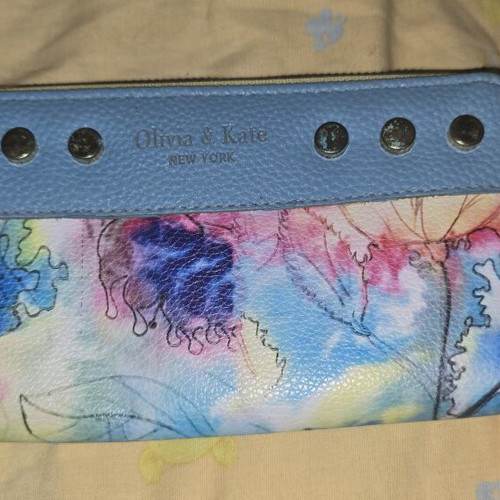 Olivia & Kate wallet used, blue multicolor