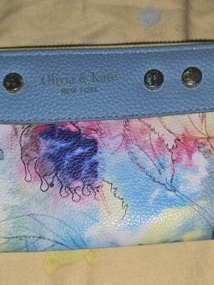 Olivia & Kate wallet used, blue multicolor