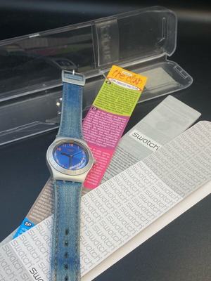Swatch Irony Medium Baggy women's watch like new, blue and silver