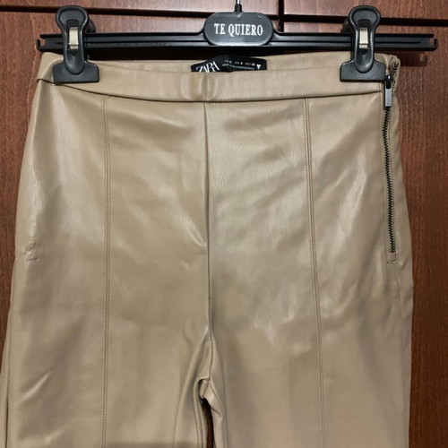 Zara beige leather pants like new, size S