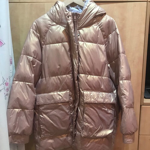 Shein metallic pink pastel jacket like new, size L with hood