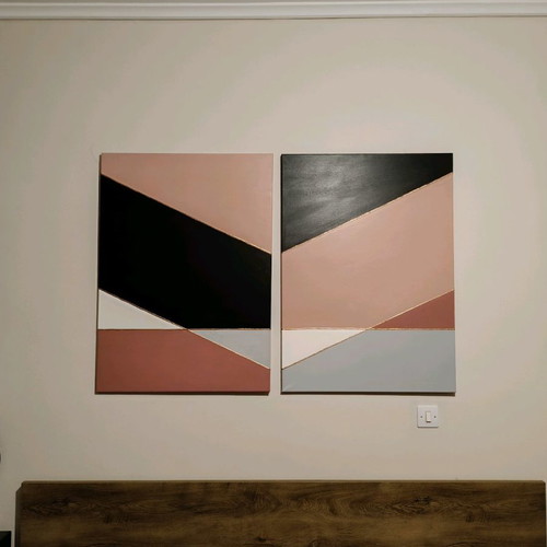 Set of two acrylic paintings on canvas new