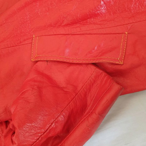 Leather coat used, Greek made, red, size M