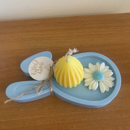 Ceramic base with aromatic Easter candles in bunny shape new