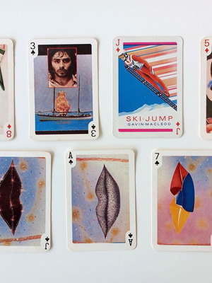 Vintage playing cards used, 7 pieces from the 80's by Union S.A.