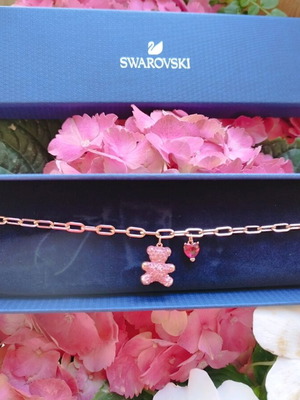 Swarovski Teddy βραχιόλι 19cm ροζ χρυσό σαν καινούργιο με κρύσταλλα