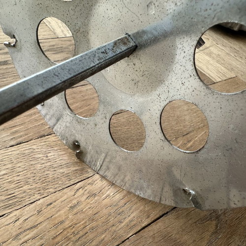 Small rotisserie spit used with corrosion, 45 cm