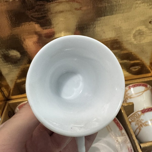 Jewel Platinum Coffee Set 12 Pieces Like New, White with Red and Gold