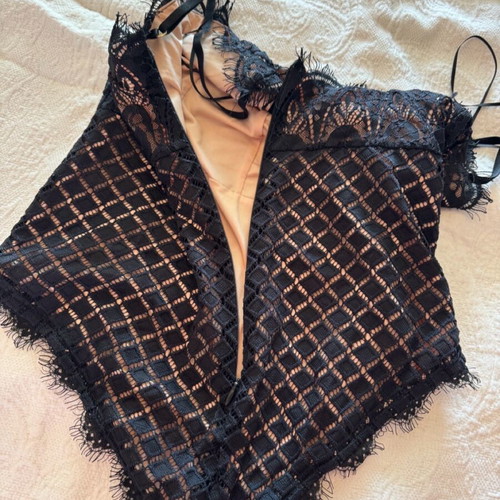 Bodysuit new black lace with zipper