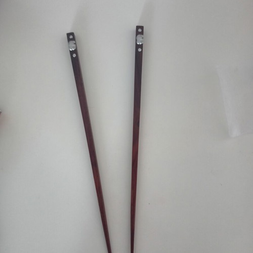 Thai Rosewood Chopsticks with Decorative Metal Elephants, new