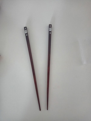 Thai Rosewood Chopsticks with Decorative Metal Elephants, new