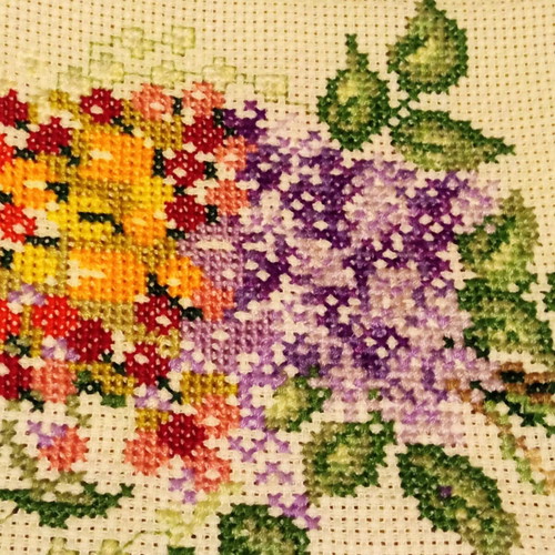 Handmade vintage embroidery flowers for frame or small doily new