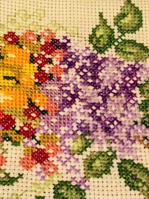 Handmade vintage embroidery flowers for frame or small doily new