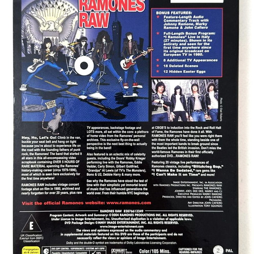 Ramones Raw DVD used, punk genre