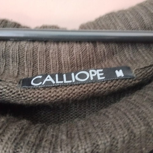 Calliope knitted vintage mini skirt size M used, dark olive green