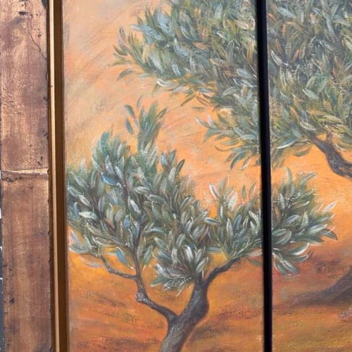 Oil Painting Triptych The Olive Cycle like new