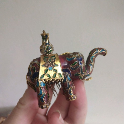 Cloisonne elephant figurine used, collectible, small