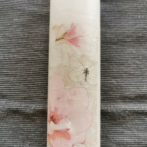 Candle new with pink flowers and tulle