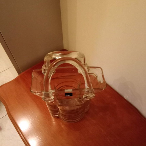 Leonardo decorative vase like new basket-shaped with gold stripes