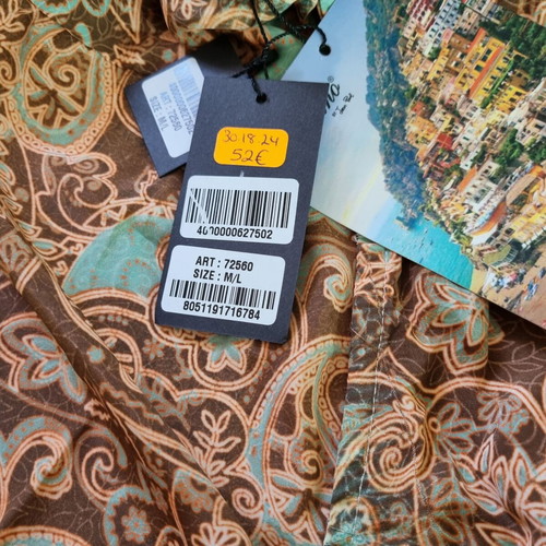 Positano by Jean Paul short sleeve viscose top new, size M/L, beige and multicolor