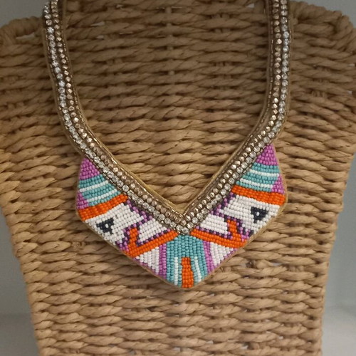 Statement necklace like new, multicolored bead design