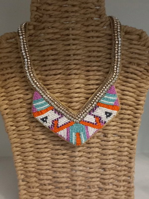 Statement necklace like new, multicolored bead design