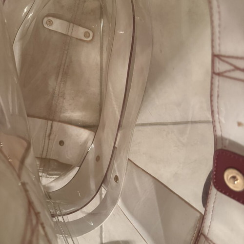 Axel shoulder bag used, transparent with green inner pouch