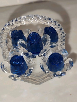 Crystal decorative basket with flowers like new