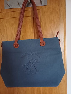 Beverly Hills Polo Club bag like new, blue with brown handles