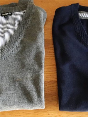 Sleeveless sweaters used, gray and blue, 100% cotton