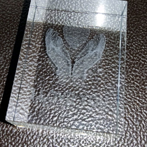 Crystal decorative table piece like new with laser engraving