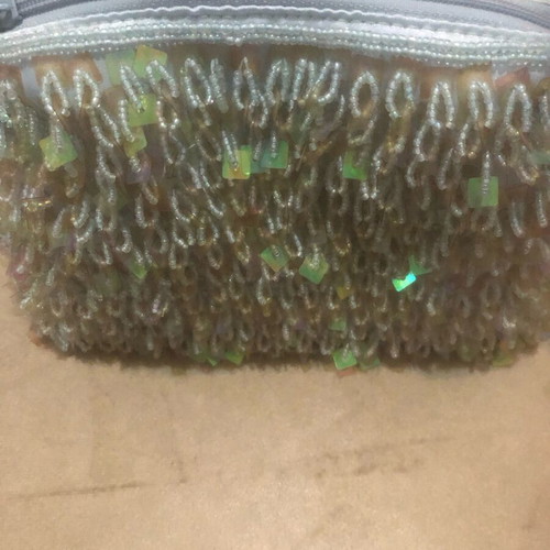 Satin blue hand bag like new with sequins