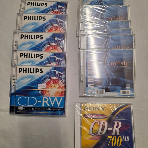 CD-R CD-RW σφραγισμένα, πακέτο 12, Sony Phillips Samsung, καινούργια