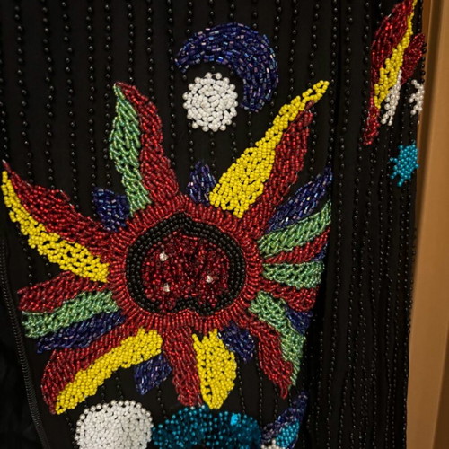Vintage silk women's cardigan used with beads and zipper