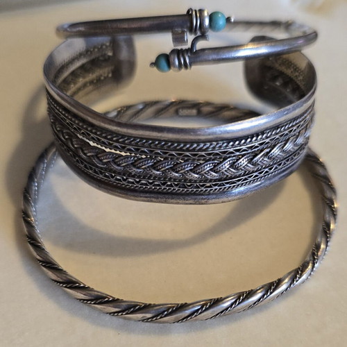 Silver bracelet set, 3 pieces, 925 and 900 silver