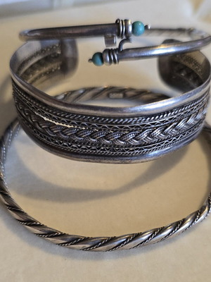 Silver bracelet set, 3 pieces, 925 and 900 silver