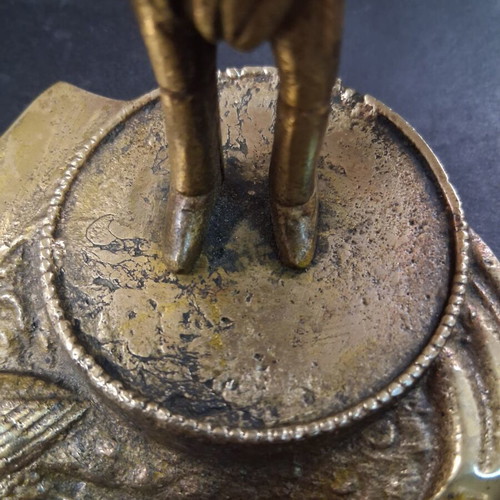 Cretan ashtray used, brass vintage piece