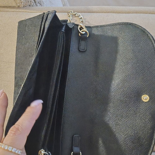DKNY wallet and clutch used, black with shoulder chain