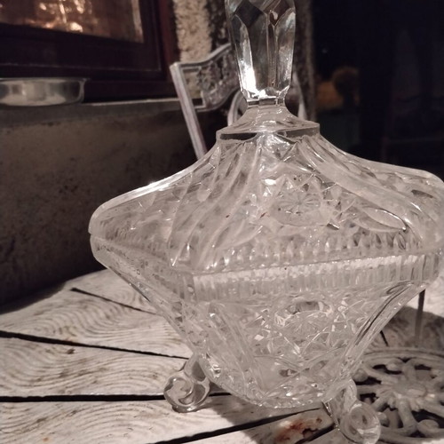 Vintage lead crystal set with bonbonniere and large fruit bowl used