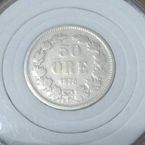 Silver coin 50 Ore 1875 Sweden new