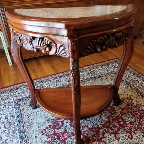 Console table made of solid wood and marble like new